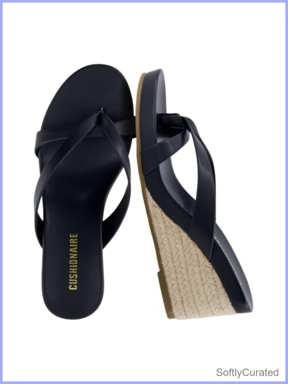 Espadrille Wedge Sandals Faux Leather Thong Platform Flip Flops